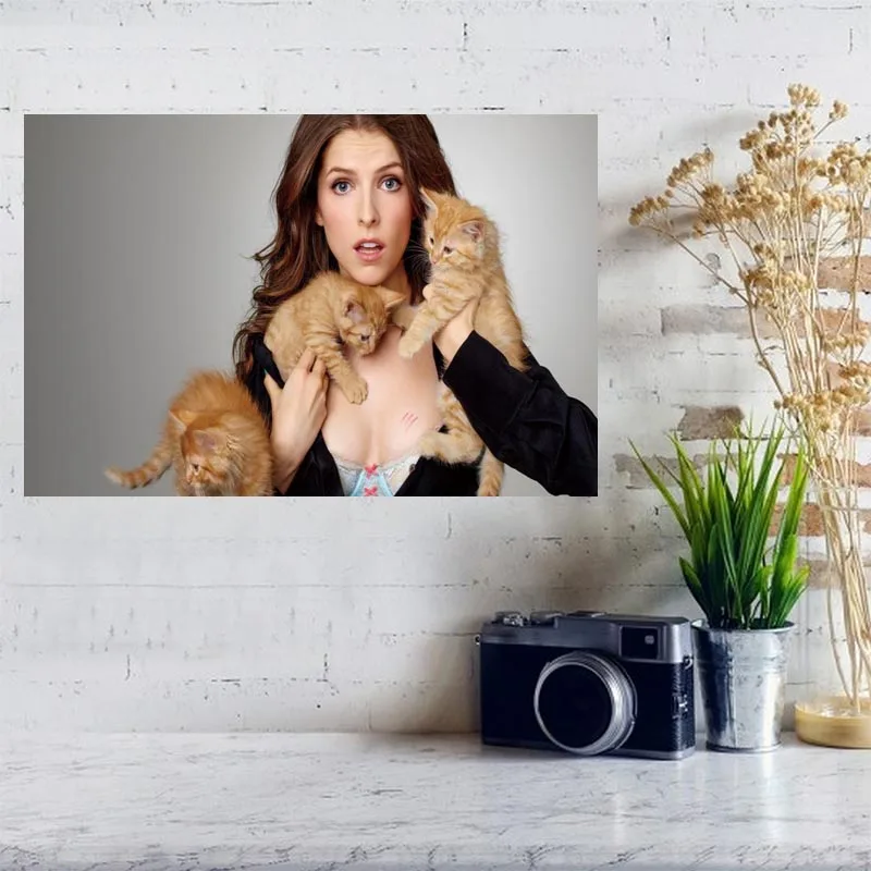 Пользовательский холст Настенный декор Печать Анна Кендрик плакат тканевый