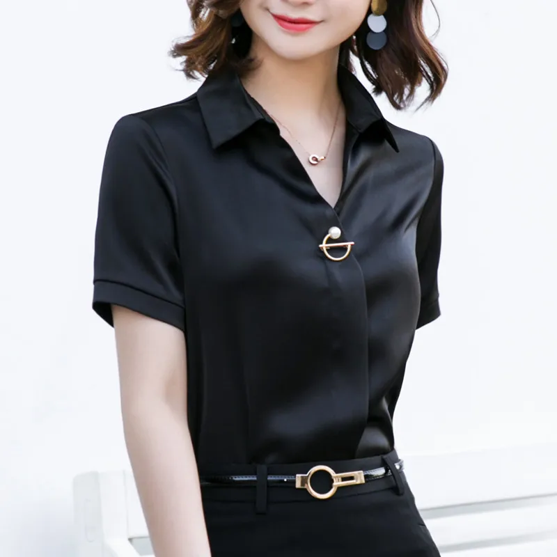 Naviu Новая модная рубашка летние женские топы и блузки с коротким рукавом blusas для офисный официальный для женщин одежда