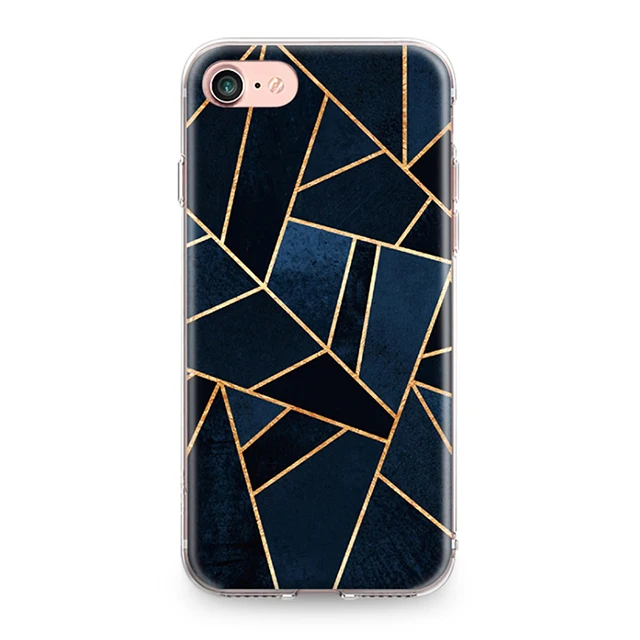 Для Iphone 4, 4S, 5, 5S, SE, 6, 6 S, 7, 8 Plus, X, XR, XS Max, мягкая задняя крышка из ТПУ с золотыми краями, геометрическим узором, мрамором, силиконовый чехол, бампер, Fundas - Цвет: 7375