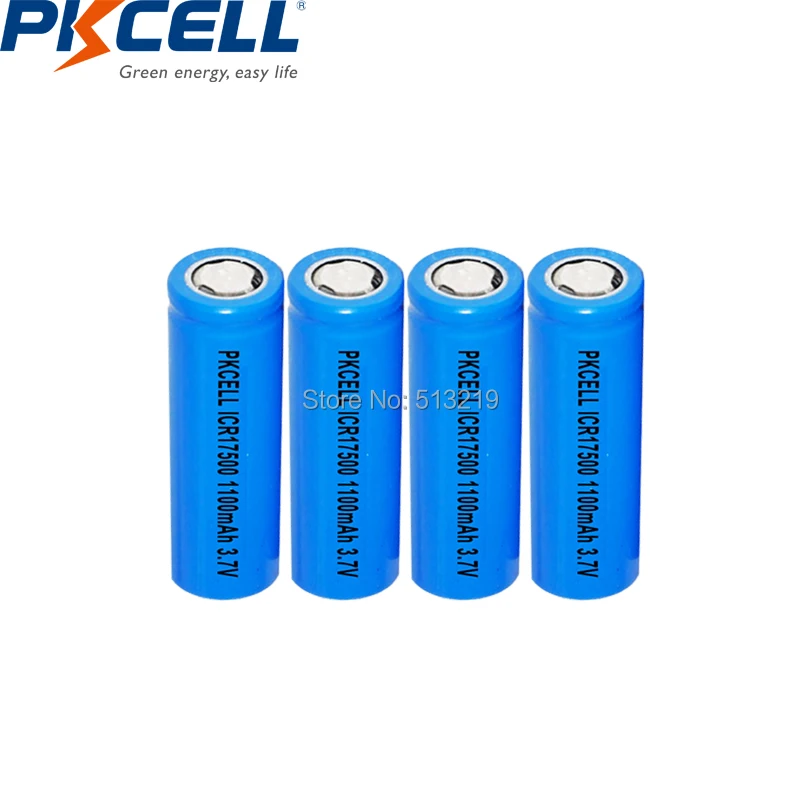 4 шт. литиевые аккумуляторы PKCELL ICR 17500 3 7 в литий ионные аккумуляторные