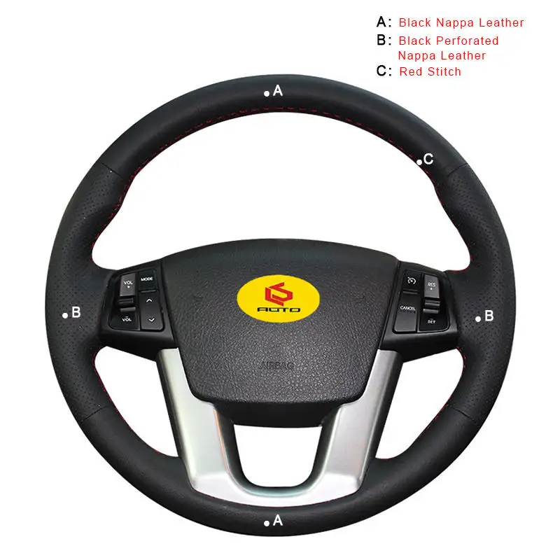 Nappa Leather Чехлы рулевого колеса автомобиля для Kia Sorento 2009- Kia Cadenza K7 2011- внутренняя Авто оплетка на крышку рулевого колеса - Название цвета: Nappa Leather