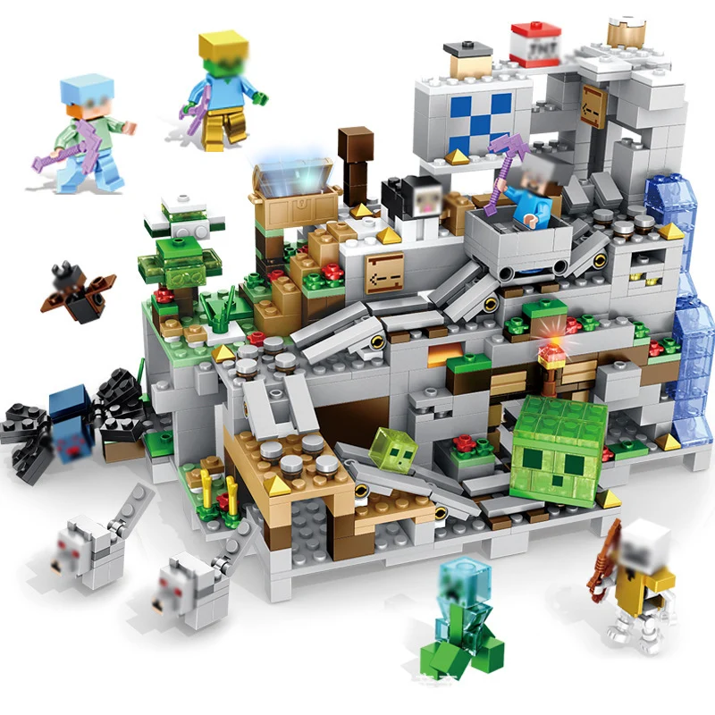 1000 шт. совместимые Legoings My world механизм пещера 2 в 1 набор мини фигурки дракона