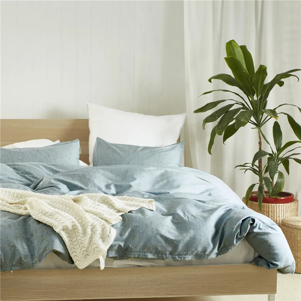 Светло голубые однотонные домашние постельные принадлежности из 100% хлопка