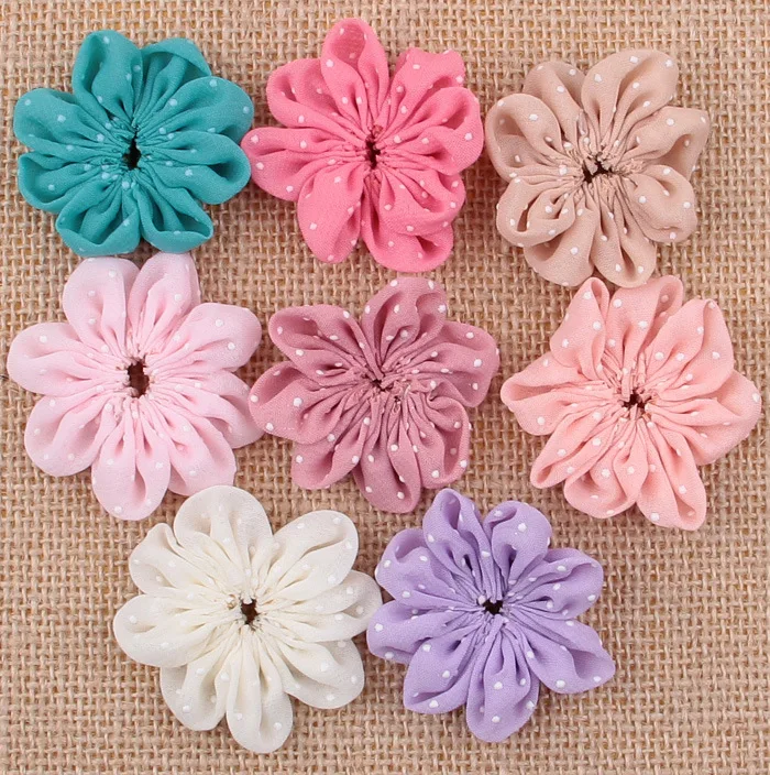 

Yundfly 10 шт./лот 2 "шифоновые цветы в горошек для Diy заколки для повязки на голову мини цветок розы для девочек головные уборы аксессуары для волос