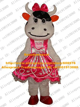 Необычные белый дойная корова костюм талисмана Mascotte теленок Bovini молочного скота