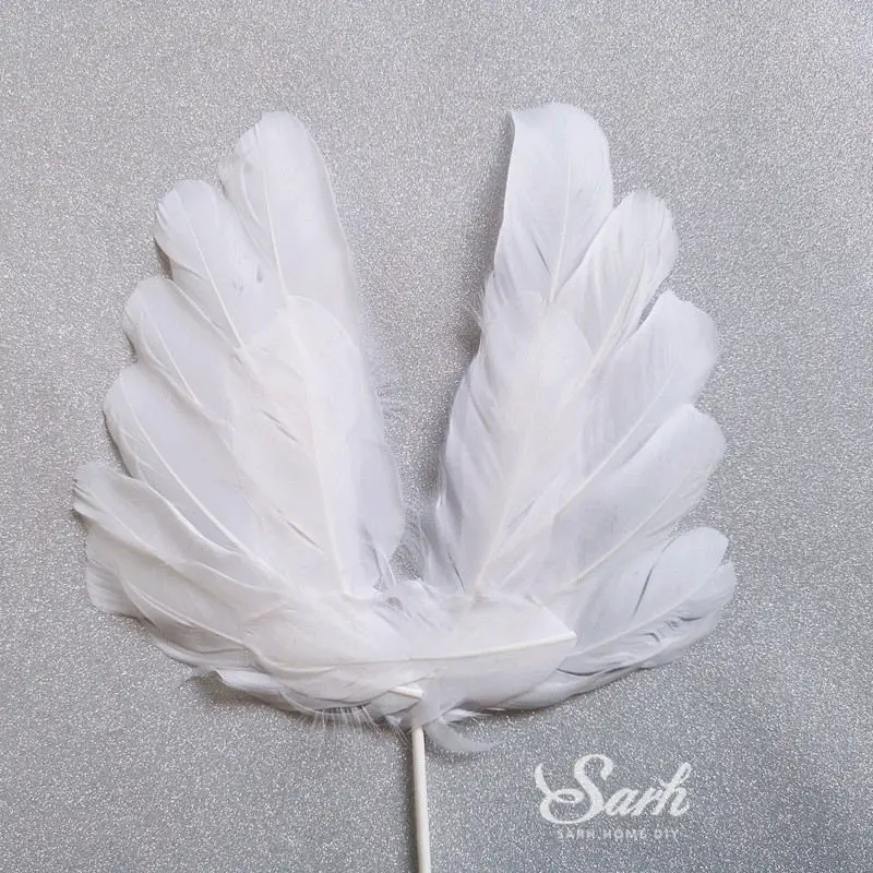 2pc angel feather Bling ЛЕБЕДЬ Спящая девушка украшения Ангел перо Торт Топперы счастливый день детей день рождения вечерние принадлежности сладкие подарки - Цвет: 2pc angel feather