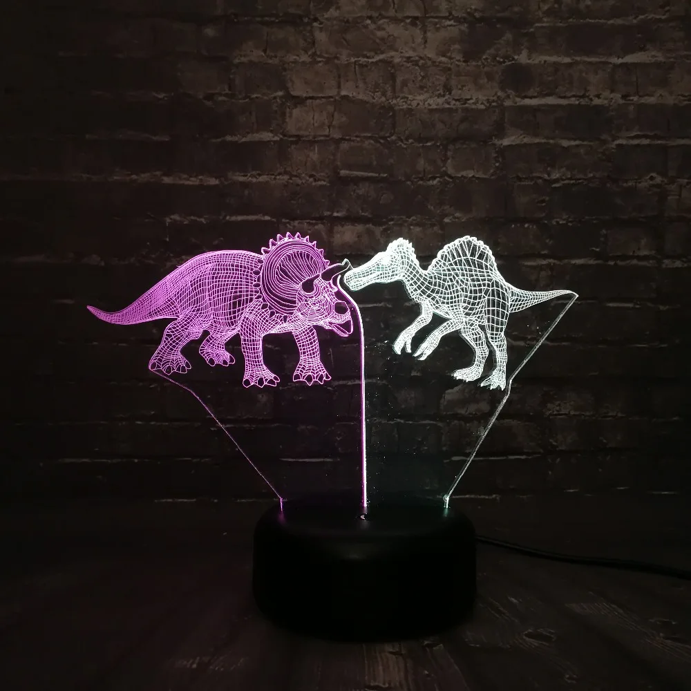 Парк Юрского периода Динозавр ночной Светильник 3D LED микс двухцветная лампа для