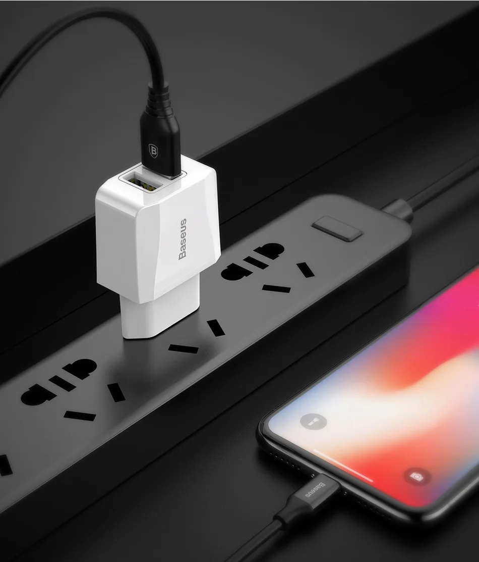 Baseus EU Plug 2.1A Max Dual USB быстрое зарядное устройство для iPhone зарядное устройство для samsung Xiaomi телефон зарядное устройство адаптер