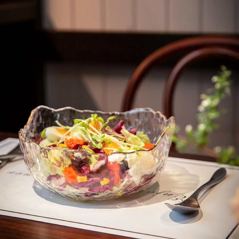 510 мл/1450 мл Золотой обод стеклянные миски для салата Элегантные вазы для фруктов посуда чаши для десерта