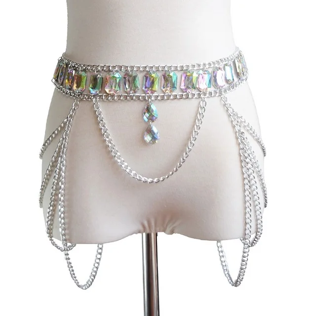 Silver dress Бохо цепочка для тела со стразами бюстгальтер для живота Летняя Пляжная цепочка бикини мода жгут Очаровательная цепь аксессуары для тела ювелирные изделия для женщин - Окраска металла: Silver dress