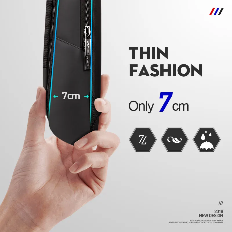 bopai men backpack thin back pack slim laptop backpack men office work business bag unisex black free global shipping