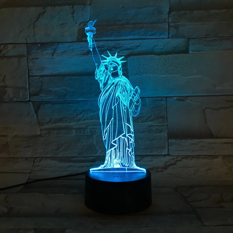 США Статуя Свободы 3D лампа светодиодный ночник с USB Touch RGB цвета Изменение стол ночник прикроватный домашний декор