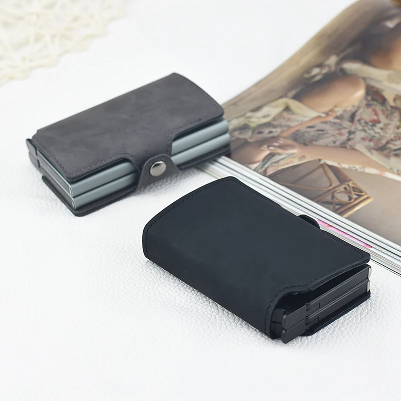 SEEKRID Винтаж Твин алюминиевый держатель для карт с функцией блокировки RFID ID