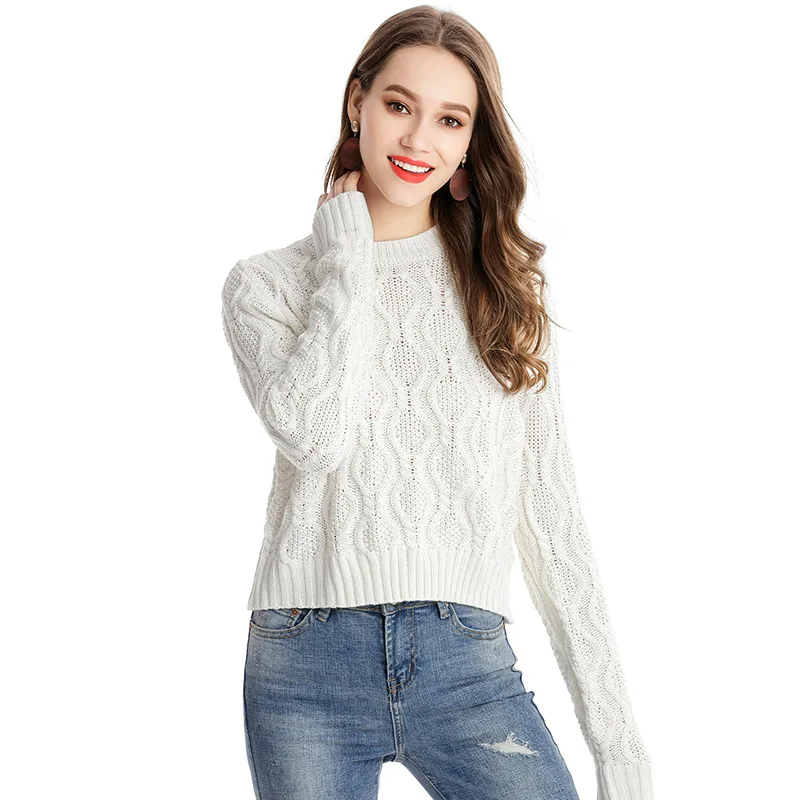 Autumn winter 2018 solid color hot sale o neck long sleeve knitting pullover keep warm sweater women plus size tops | Женская одежда