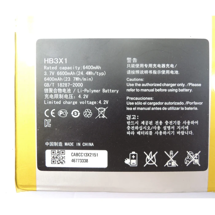 6400mAh 3,7 V планшетный ПК литий-ионный аккумулятор HB3X1 для huawei MediaPad 10Link S10-201WA