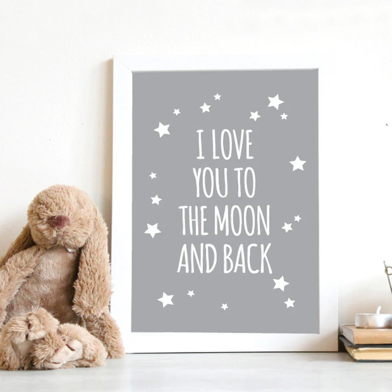 Классическая Цитата LZN Настенная картина с надписью I Love You To The Moon and Back для детской