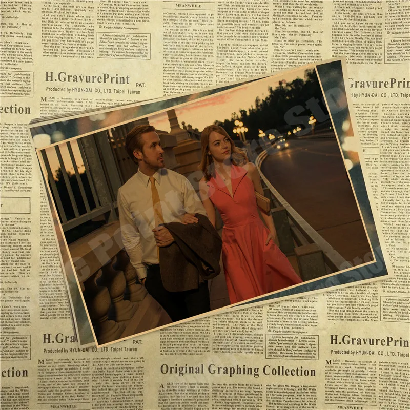LA LAND фильм ретро крафт-бумага плакат ретро художественные изделия для стен Стикеры гостиной краски бар кафе - Цвет: Оранжевый