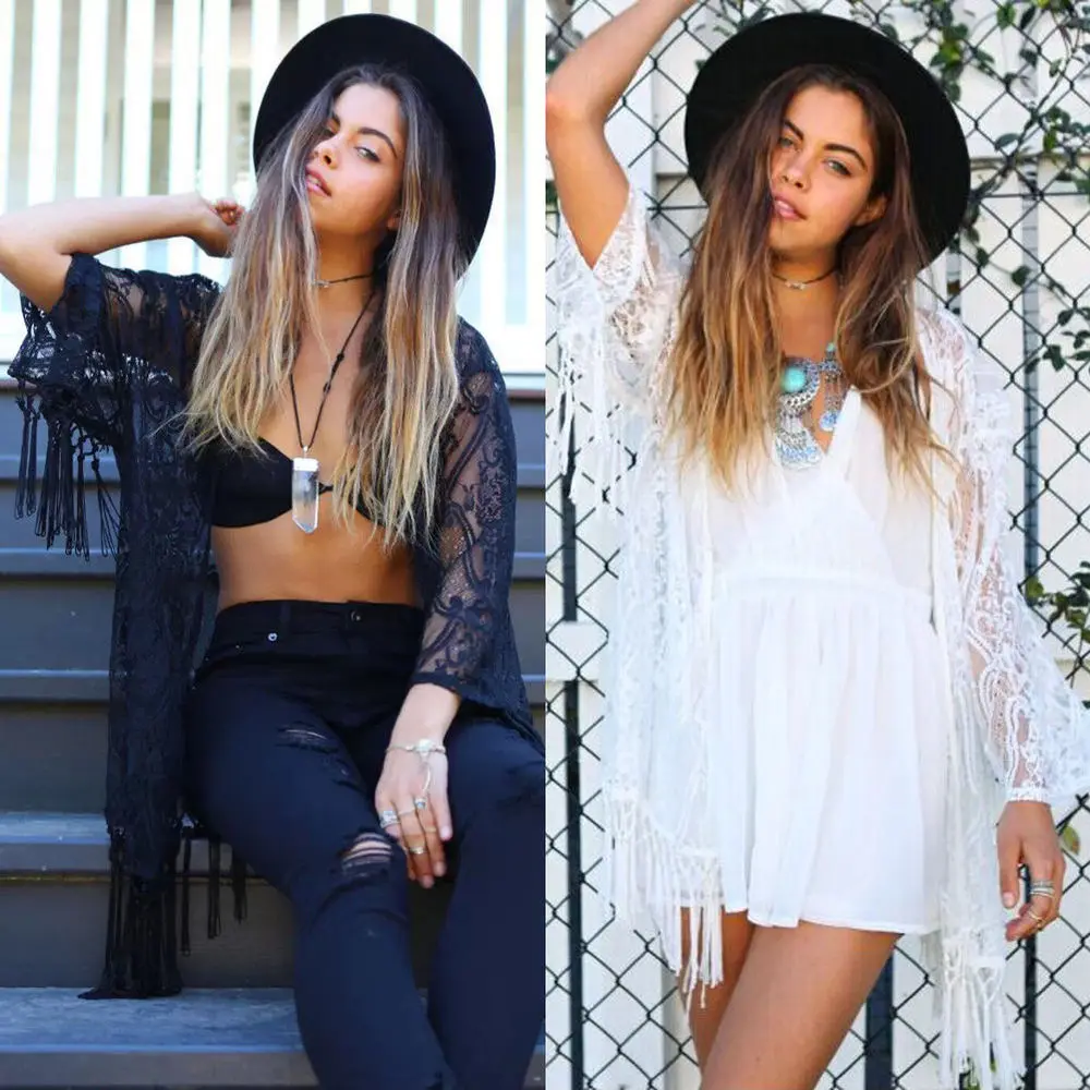 2016 новые поступления мода женщин кардиган купальники сокрытия кисти бахромы