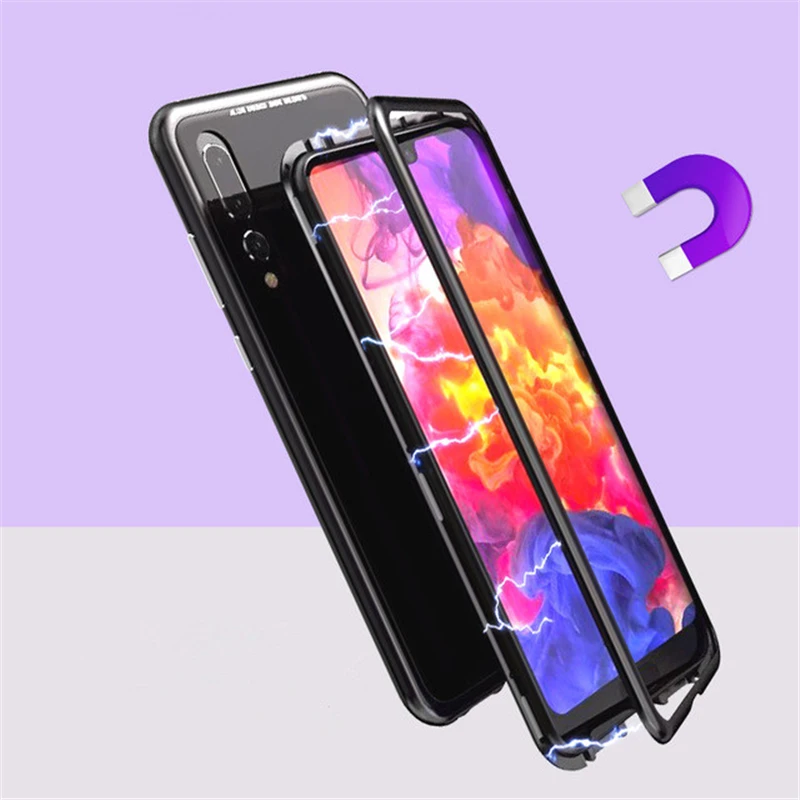 SPCASE Luxury Magnetic Adsorption Metal Frame Phone Cases For Huawei P20 Pro Mate 10 Magnet Tempered Glass Cover |