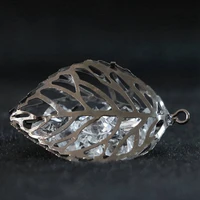 hot crystal pendants black arc leaf cage 23x52mm diy jewelry 2pcs b889