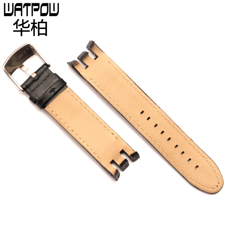 21 мм черный коричневый кожаный ремешок для часов Swatch YRS403 401 402G 412 413 418 406G 007 мужчин и