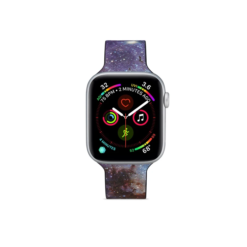 014 Сменный силиконовый ремешок для Apple Watch 4 44 мм 40 мм браслет с цветочным принтом для iwatch серии 5 3 2 38 мм 42 мм браслеты - Цвет ремешка: 014