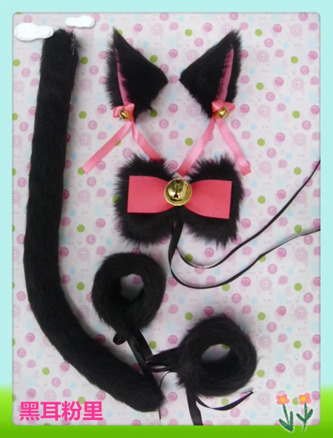 Заколка для волос с кошачьими ушами и хвостом бутафория маскарада Хэллоуина