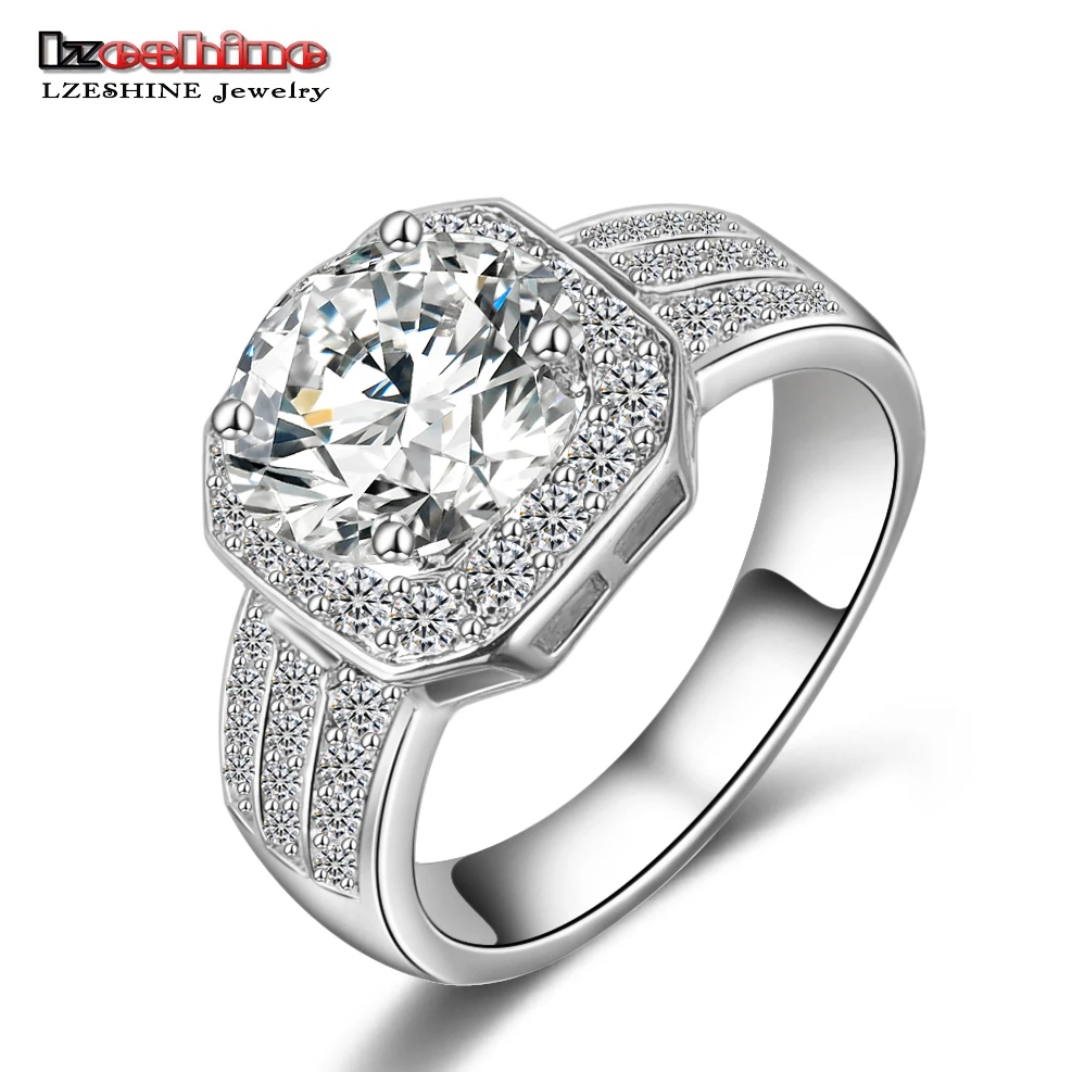 LZESHINE Fashion Silver Color Luxury Wedding Ring Engagement Cubic Zirconia Daimond Jewelry For Women Free Shipping CRI0015-A | Украшения и