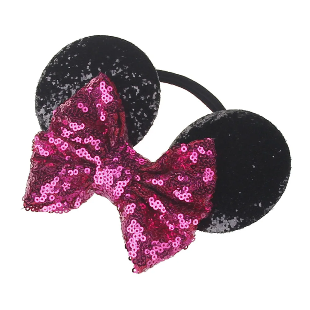 

1PC hot sell Sequin Bowknot Bows Mouse Ear Style headband Nylon Headband For Newborn girl accessories free shipping