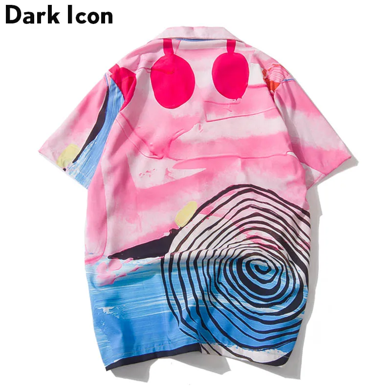 Dark Icon Printed Turn-down Collar Men's Shirt Street Shirts Men 2019 Summer Vintage Hip Hop Streetwear Clothing | Мужская одежда