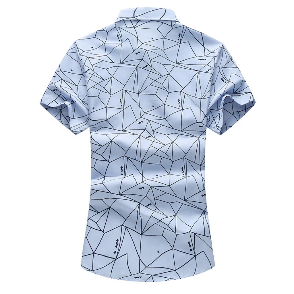 Womail, M-6XL, мужские рубашки с принтом, с коротким рукавом, мужские, брендовые, повседневные, мужские, тонкие, однобортные, Гавайские рубашки, плюс размер, одежда