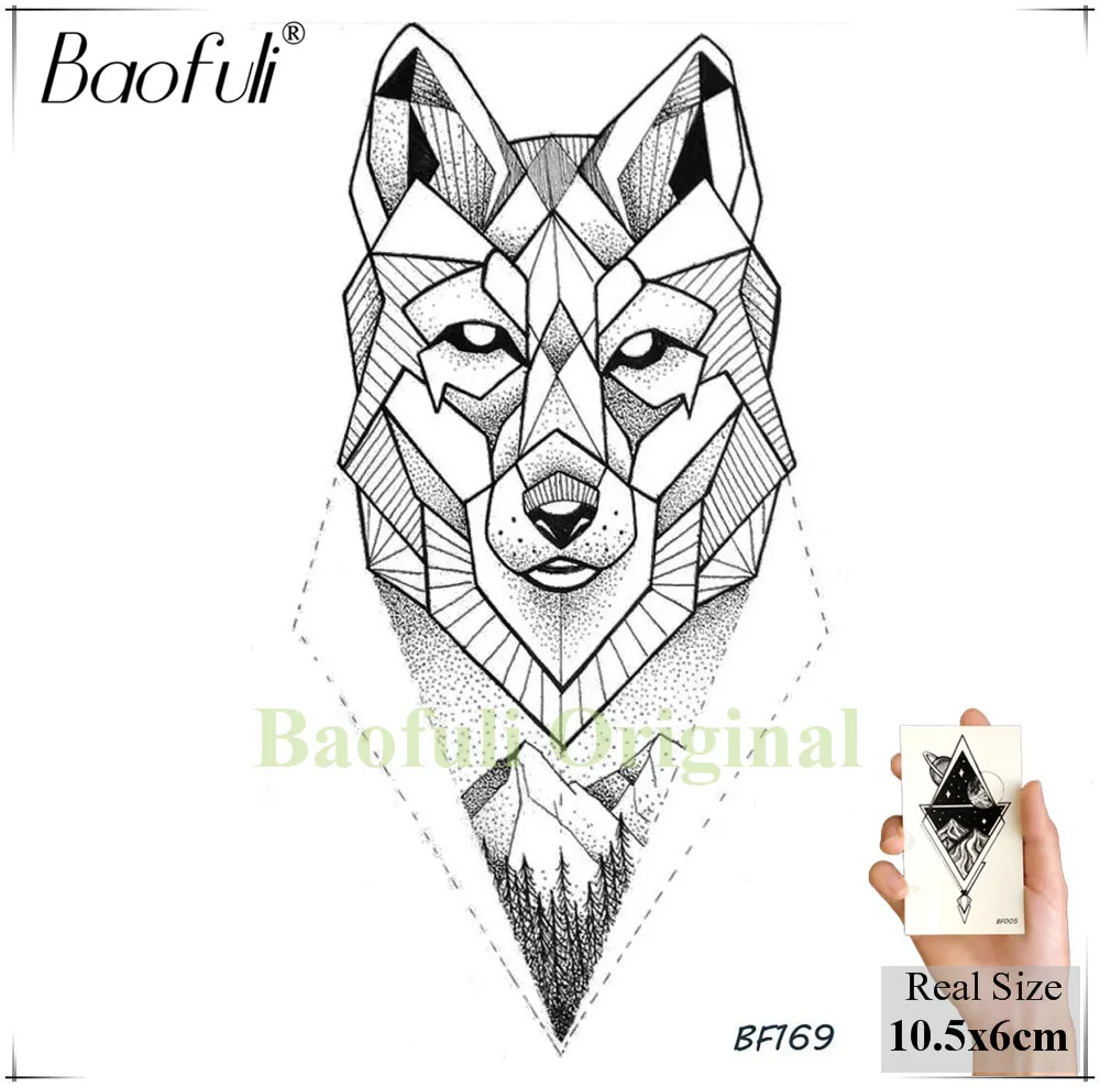 Временная тату Baofuli Star Fox водонепроницаемая фальшивая Геометрическая черная