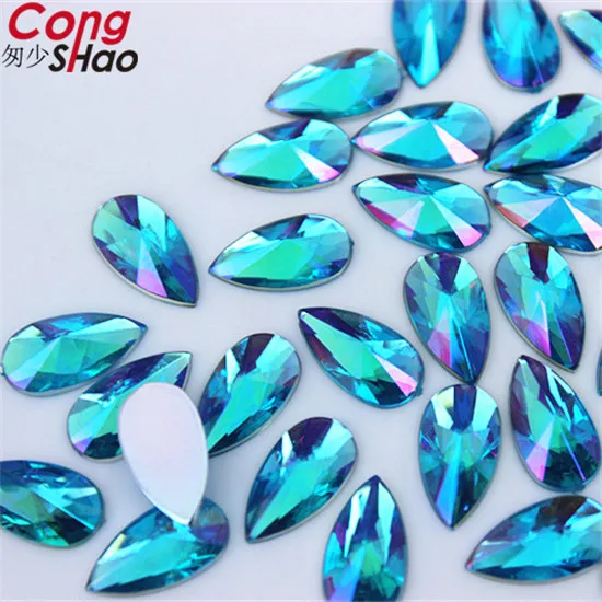 AB Sky Blue Cong Shao 100 шт 7*13 мм каплевидные Акриловые стразы с кристаллами AB не горячей фиксации Стразы e Droplet акриловые Пришивные блестящие стразы ZZ308 - Цвет: AB Sky Blue