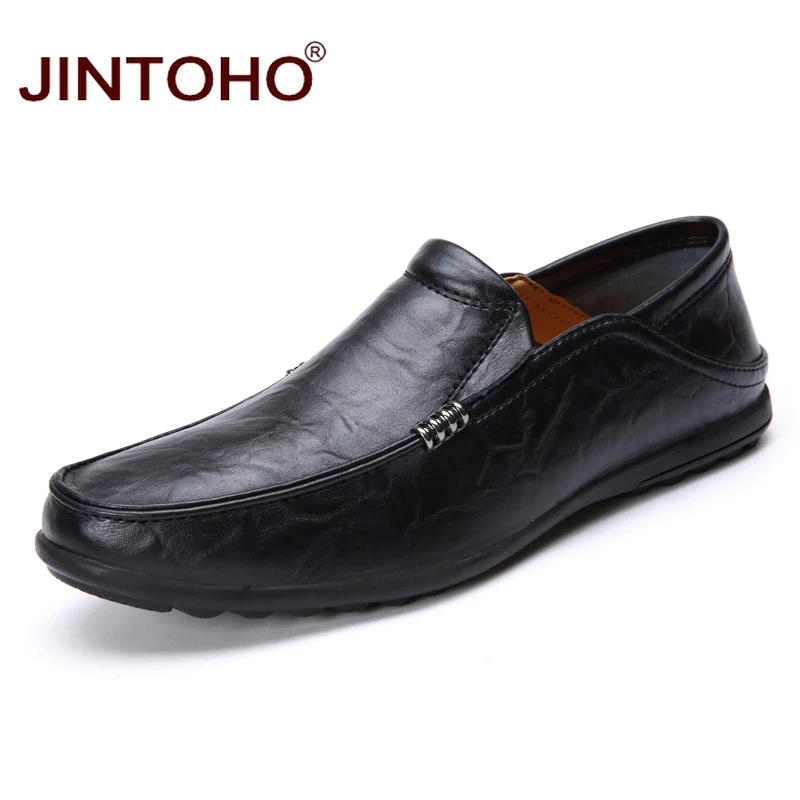 Лето jintoho/модная повседневная мужская обувь; дышащая мужская обувь; Мужская обувь из натуральной кожи без застежки; мужские кожаные лоферы на плоской подошве