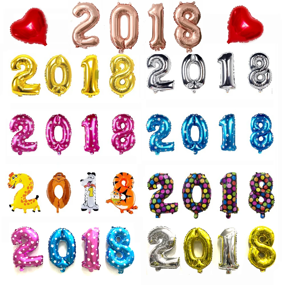 July лес 4 шт 16 дюймов номер 2018 фольга шары цифры Гелиевый шар с новым годом