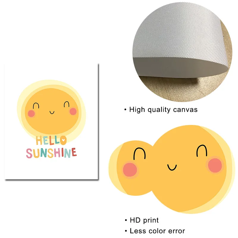 Sunshine детская стена искусство погода плакат мультфильм алфавит Печать холст