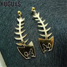 Женские акриловые серьги KUGUYS капельки золотистого цвета с
