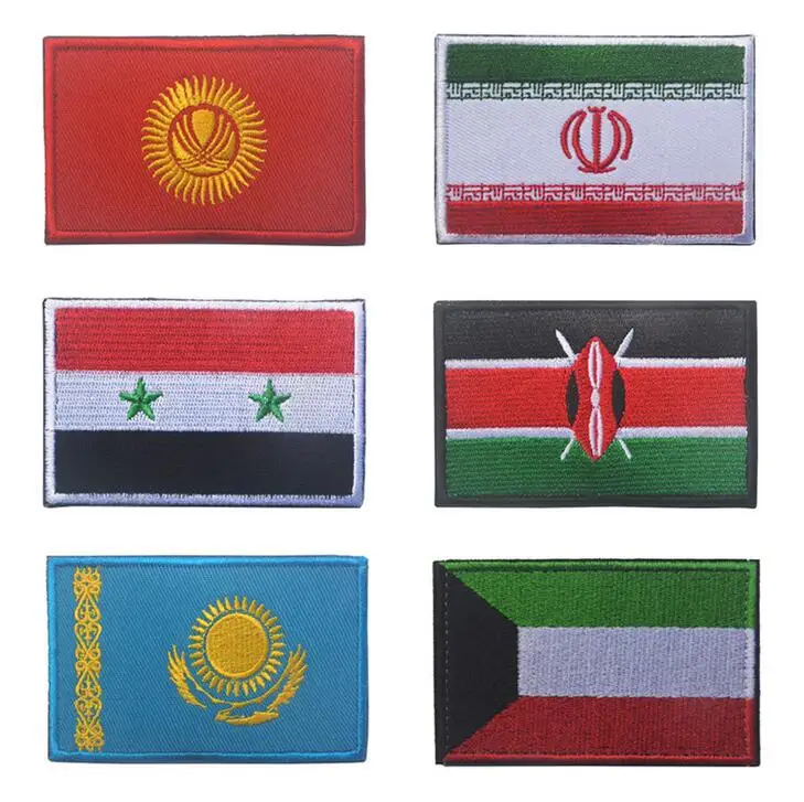 Вышивка эмблема из Ирана kazakhstan Kenya Siri of Kuwait Flag патч ткань тактическая нарукавная