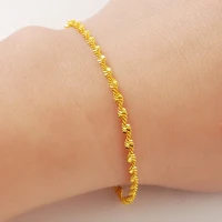 lose money promotion sale free shipping 2mm water wave chain bracelet wholesale fashion wome jewelry pure gold color bracelet