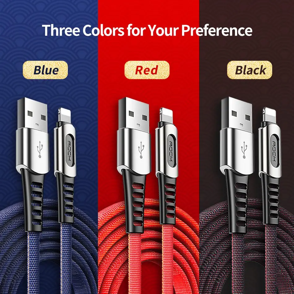 ROCK роскошный usb-кабель для iPhone X XS XR MAX 8 7 6 6s plus зарядный кабель из цинкового сплава USB кабель для передачи данных телефон лампы на шнурах