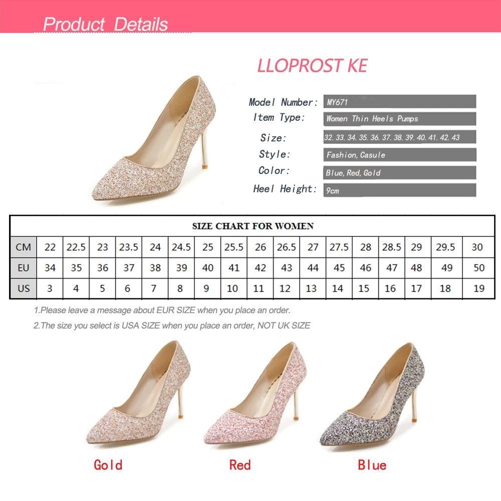 

Lloprost ke Women Pumps Thin High Heels Pointed Toe Sequins Cloth Nude Colors Wedding Party Shoes Woman Plus Size 32-43 MY671