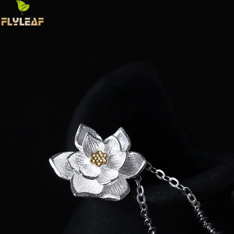Flyleaf 925 Sterling Silver Lotus Flowers Necklaces &amp Pendants For Women Chinese Elements Lady Vintage Jewelry | Украшения и