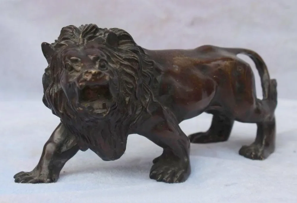 Chinese BRASS Asian Africa Wild Lion Statue Sculptures Height 15.5cm Garden Decoration 100% real Brass | Дом и сад