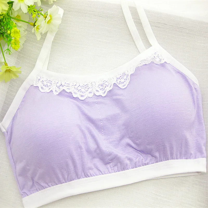 Teens Cotton Lace Puberty Girls Bra Sports Underwear for Teenager White Print Girl Training Children Kids Clothing | Детская одежда и