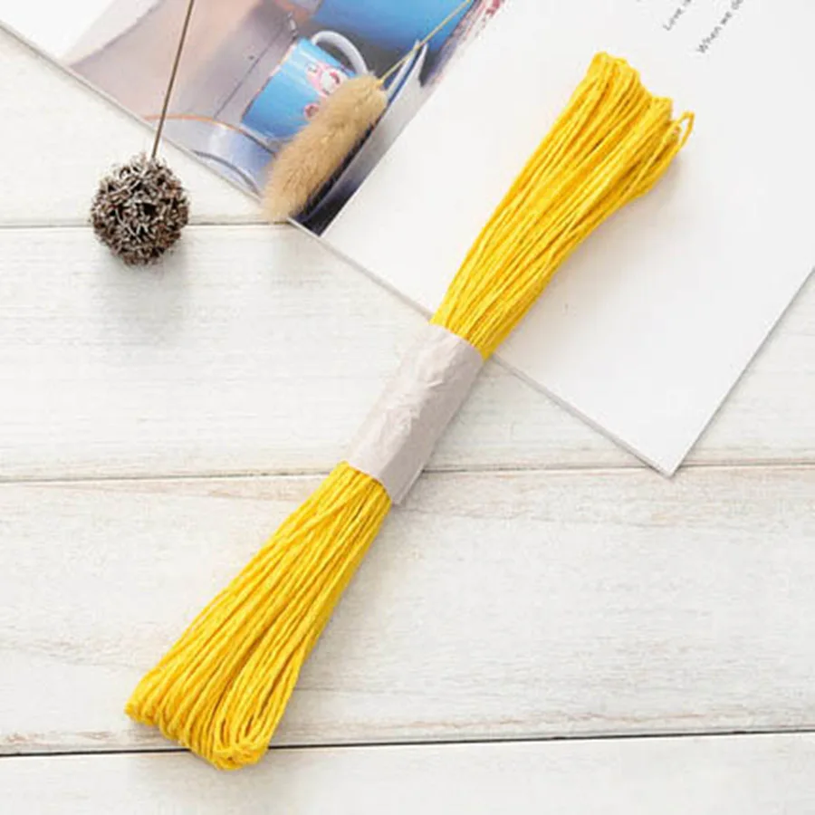 yellow 100 г/лот, бумажная пряжа из рафии, пряжа, соломенная веревка для вязания шляп, сумка, витая пряжа, оберточная бечевка, нить, сделай сам, поставщик рукоделия - Цвет: yellow