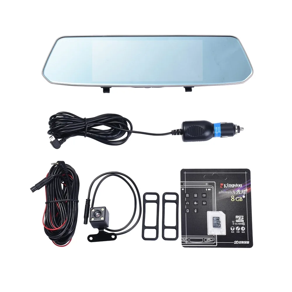 1080P Front + 720P Rear 160 Wide Angle Rearview Mirror Dual Lens Dash Cam Car Monitor with 7inch ISP Screen Superior Night Mode |