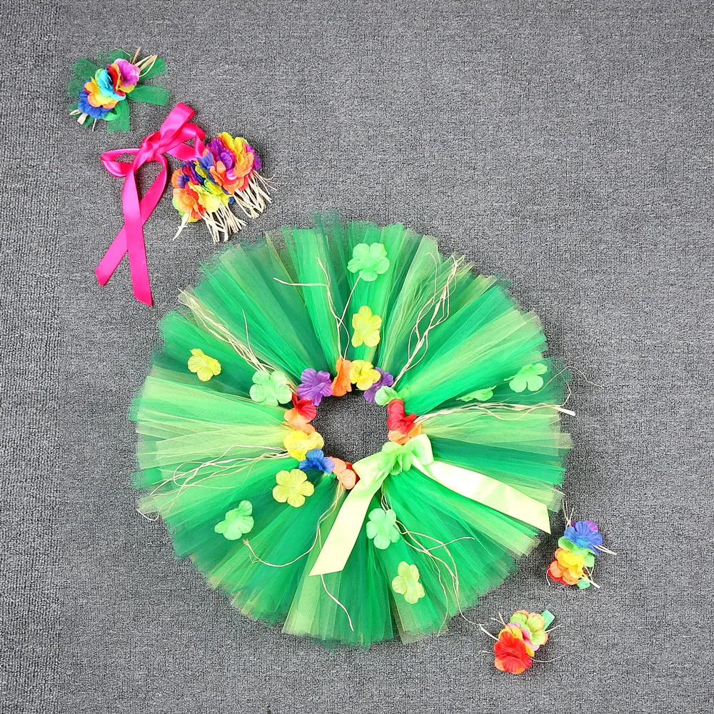 Kids Girls Lafite Flower Hawaii Ballet Dance Dress with Bracelet Summer Spring Child Beach Vacation Photo Prop Outfit Clothes | Детская