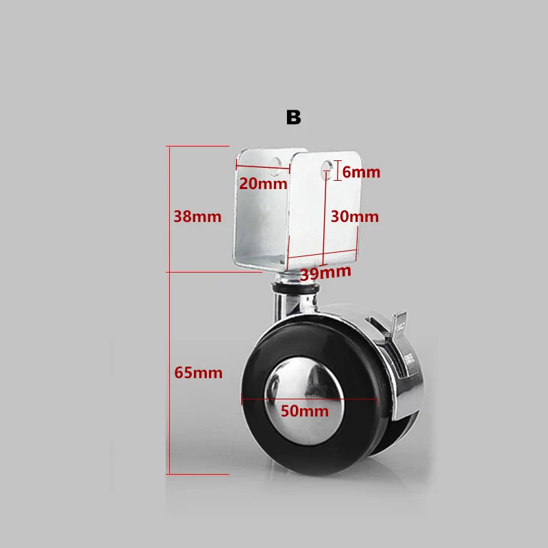 20MM 4 шт абсолютно новое высокое качество 2 дюймов кроватки ролики шкаф зажим с Тормоз Колеса из цинкового сплава, цинковый сплав+ нейлон, мебельная фурнитура - Цвет: 20MM