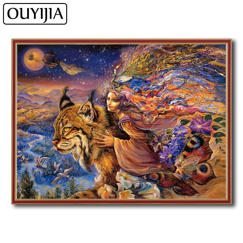 OUYIJIA Искусство Красота Кот 5D Сделай Сам алмазная живопись бабочка вышивка