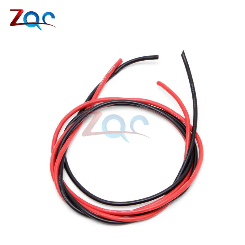 Гибкий провод калибра 14 AWG 1 комплект черный М + Красный м|copper cable|stranded cablesilicone flexible